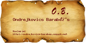 Ondrejkovics Barabás névjegykártya